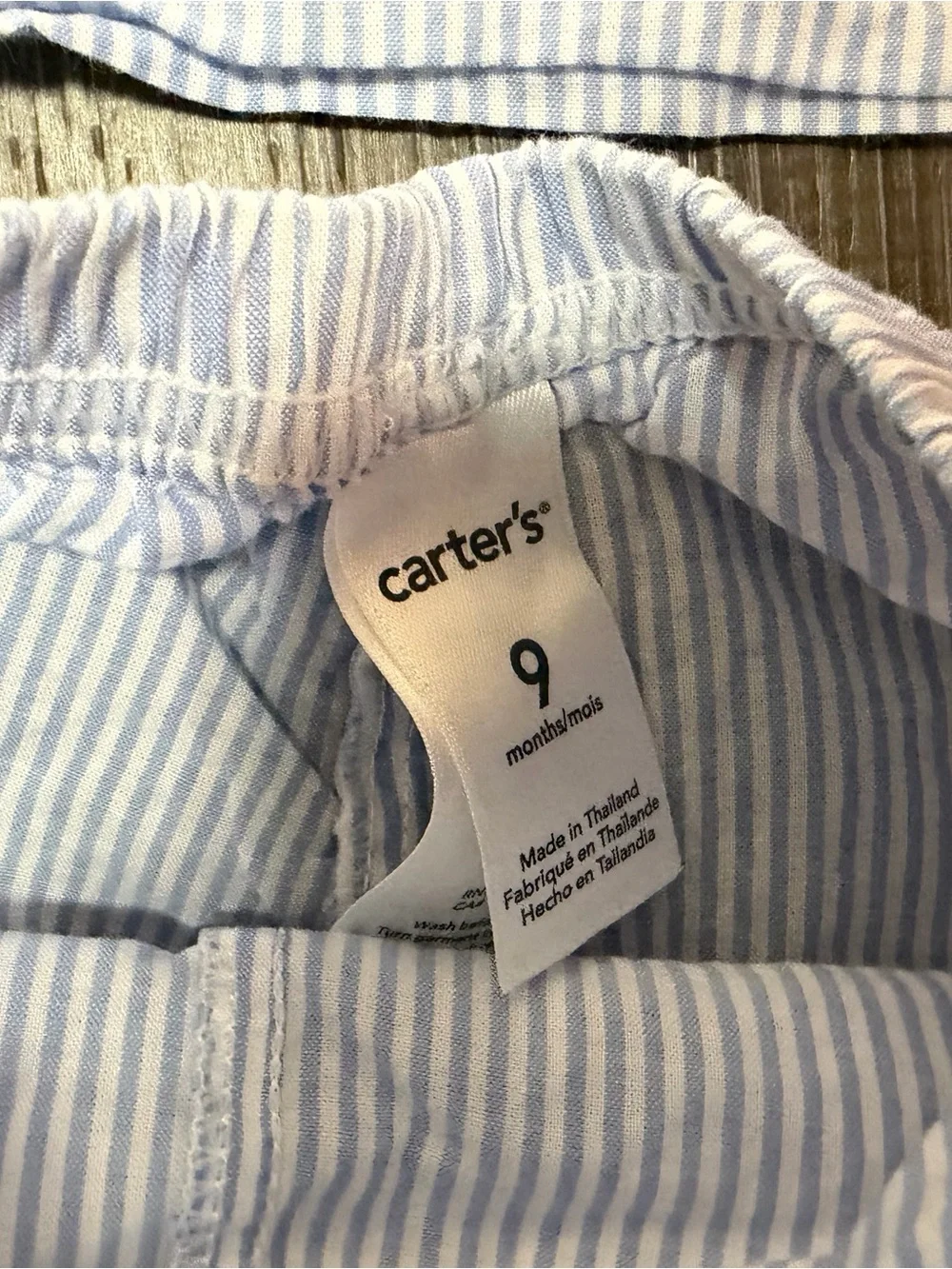 Carter's Blue-and-White Striped Set with Pink Embroidery